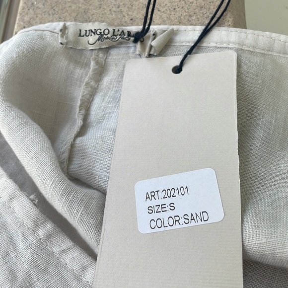 Lungo L’Arno Italy 💯 linen top ruffle hem, 3/4 sleeves - Picture 5 of 8